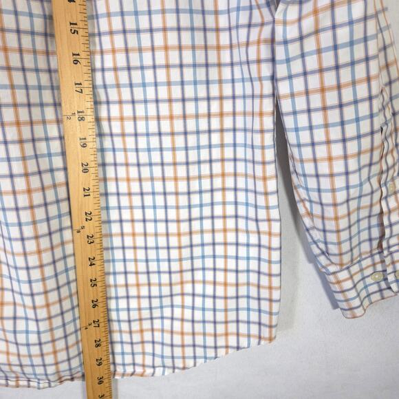 Pendleton Metro Shirt Mens M Blue Orange Plaid Wrinkle Resistant Long Sleeve - Picture 7 of 9